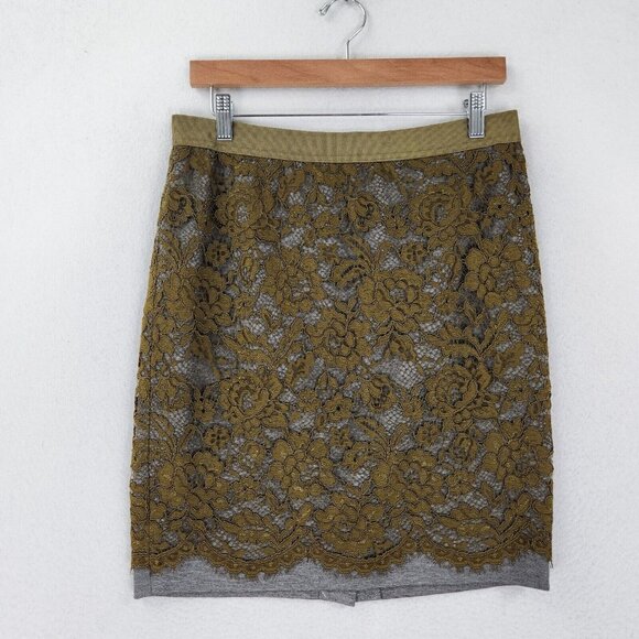 Ann Taylor Loft Skirt Womens 8 Petite White Blue Back Zip A Line Cotton Lined